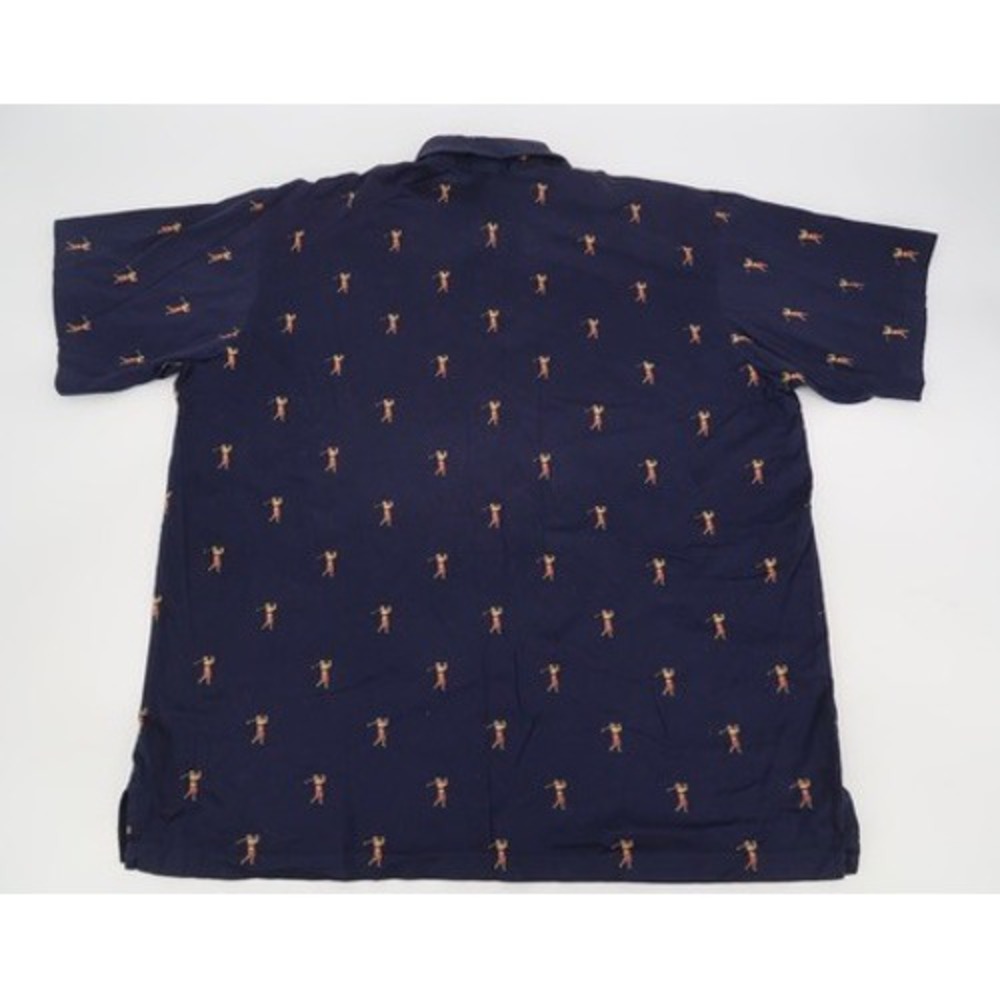 Vintage Polo Ralph Lauren Golf Shirt Mens XL Navy All Over Golfer Print Golf - Picture 5 of 9